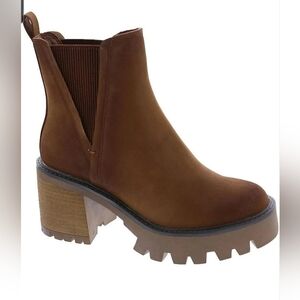 MIA Brown Chunky Heel Ankle Boots